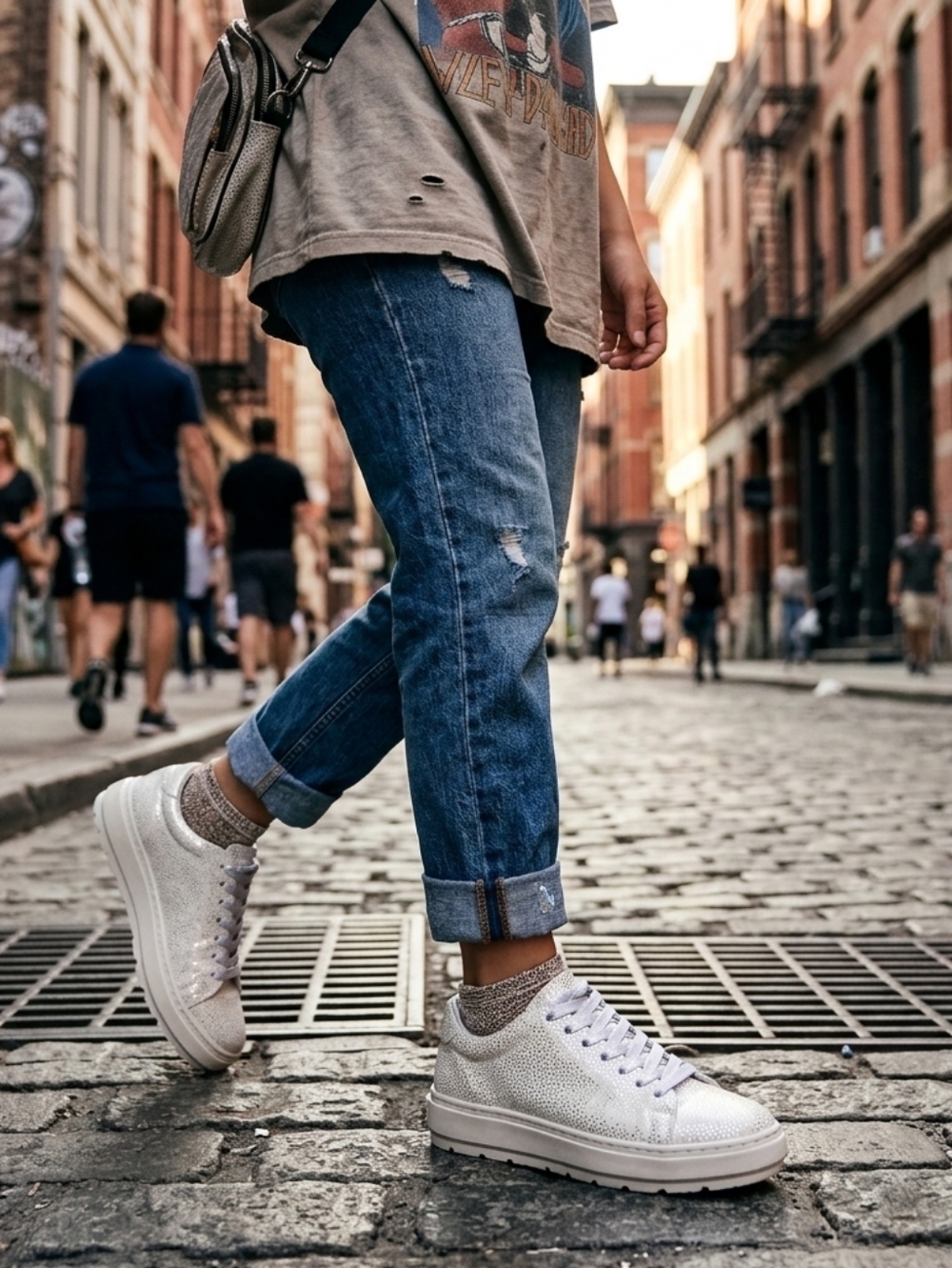 Two Pretty | Metallic Dotted Vegan Leather Sneakers - NIB